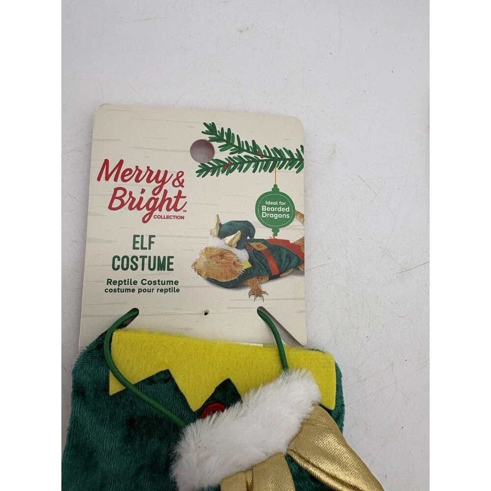 Merry & Bright Reptile Elf Costume Bearded Dragon Christmas Pet Outfit NWT